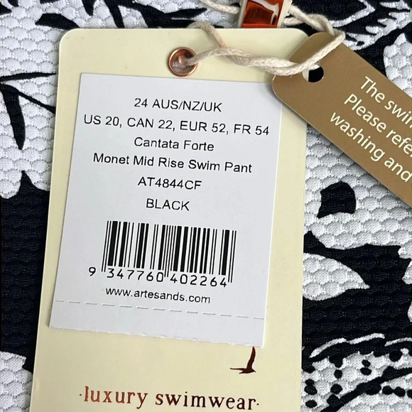 Artesands black white floral Cantata Forte Monet Mid rise bikini bottoms, 20+ - Picture 4 of 13